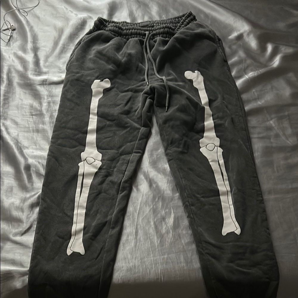Kids Skeleton Print Joggers - Gray